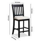 Black Rubberwood Dining Chairs, Set of 2