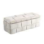 Beige Cushioned Storage Ottoman with Safety Hinge
