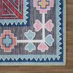 Leena Blue Colorful Aesthetic Oushak Rug