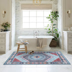 Leena Blue Colorful Aesthetic Oushak Rug