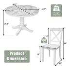 5-Piece White Solid Wood Dining Table Set for 4