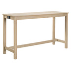 4-Piece Bar Table Set with Stools and Power Outlet, Light Oak