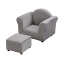 Kids Recliner Chair, Kids Upholstered Couch With Ottoman - Dark Gray