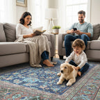 Navy Blue Boho Oushak Washable Rug