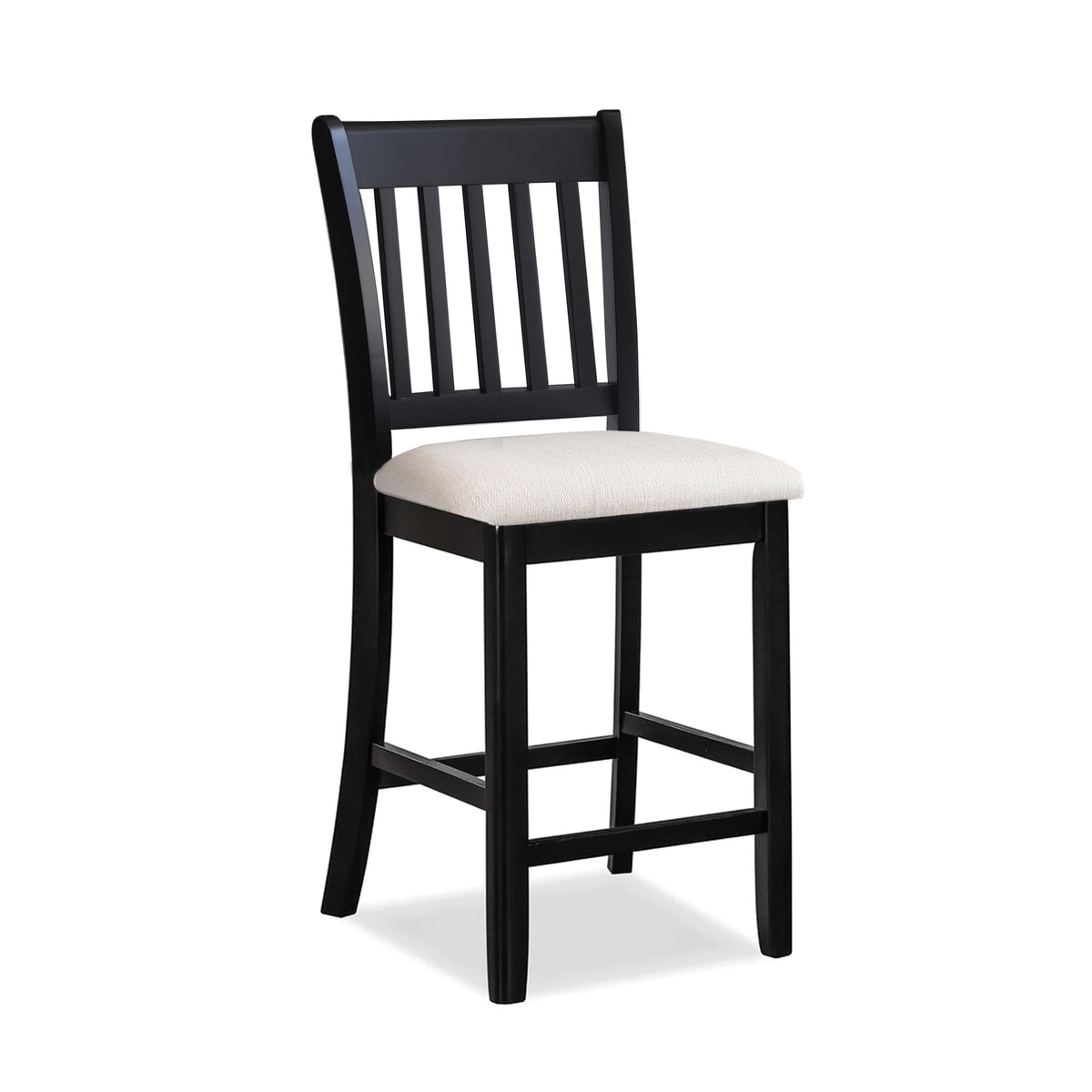 Black Rubberwood Dining Chairs, Set of 2