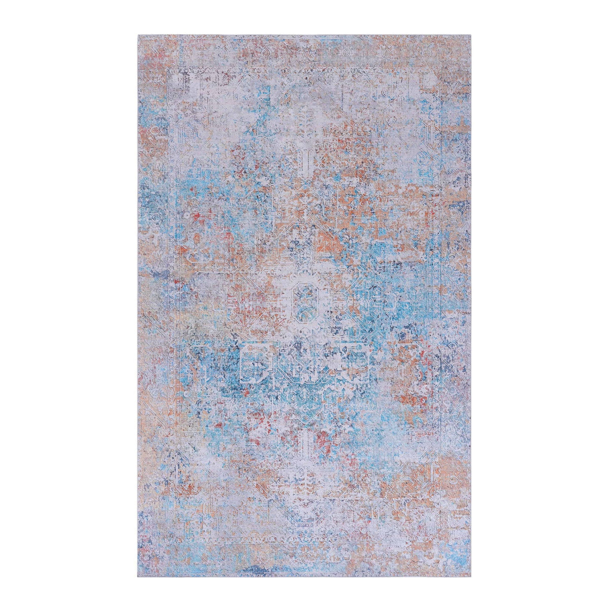 Washable Area Rug with Soft Low Pile - Maval by Naar Rug - Dark Red or Beige