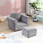 Kids Recliner Chair, Kids Upholstered Couch With Ottoman - Dark Gray