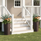 Round Plastic Planters Set of 2, 21 Inch Tall with Drainage