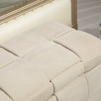 Beige Cushioned Storage Ottoman with Safety Hinge