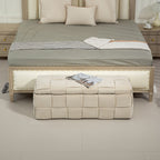 Beige Cushioned Storage Ottoman with Safety Hinge