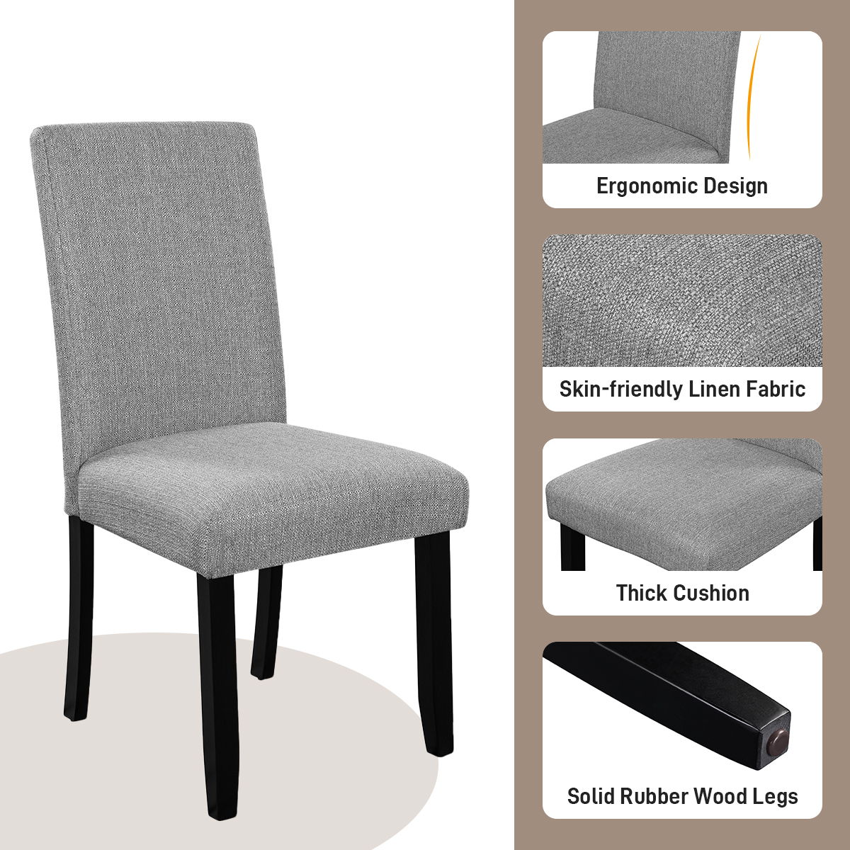 5 Piece Round Dining Table Set, Modern Table And 4 Upholstered Chairs For Dining Room