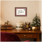 Vintage Merry Christmas Card by Lucky Guava Framed Canvas Wall Art Print