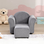 Kids Recliner Chair, Kids Upholstered Couch With Ottoman - Dark Gray