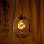 8.5'' High Battery Operated Hanging Lamp Mesh Lanterns with Lights Bulb