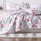 Kasentex Reversible Lightweight Floral Quilt Set - Soft All Season Bedspread Coverlet