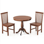 3 Pieces Wooden Dining Table and Chair Set for Cafe Kitchen Living Room