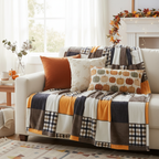 Fall Orange Plaid Patchwork Throw Blanket