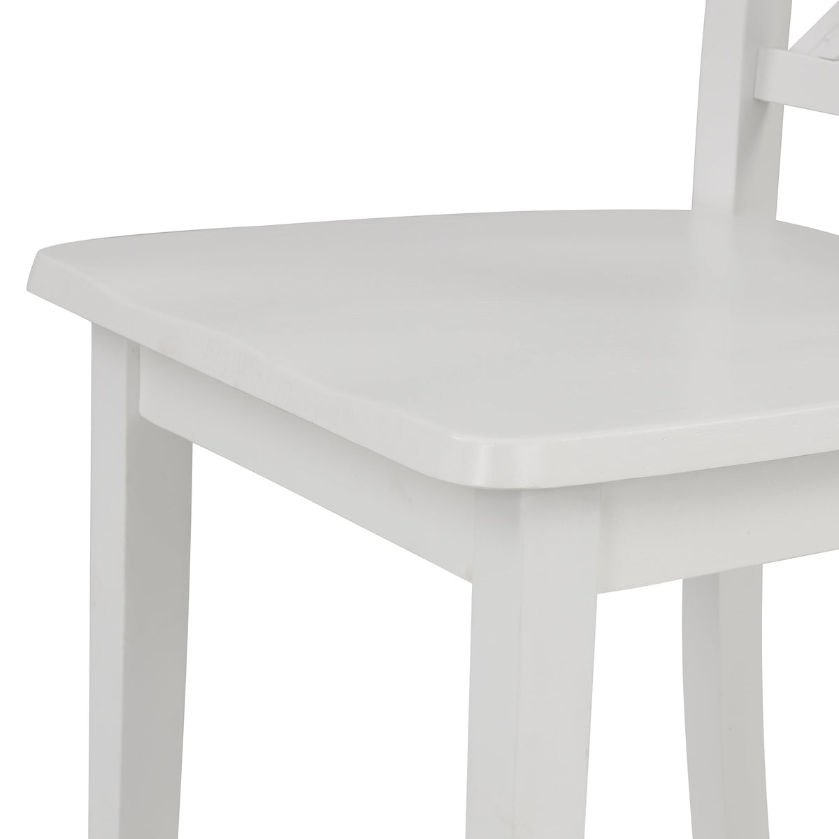 5-Piece White Solid Wood Dining Table Set for 4
