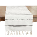 Striped Cotton Table Runner with Fringe 16"x72"