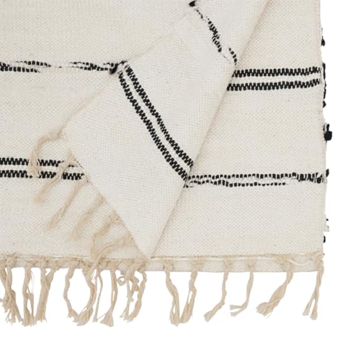 Striped Cotton Table Runner with Fringe 16"x72"