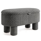 42 Inch Storage Ottoman Bench Corduroy Fabric Upholstered Foot Stool