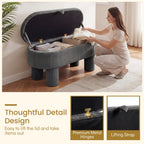 42 Inch Storage Ottoman Bench Corduroy Fabric Upholstered Foot Stool