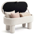 42 Inch Storage Ottoman Bench Corduroy Fabric Upholstered Foot Stool