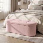 43" Folding Storage Ottoman Bench with Dividers - Teddy Fleece