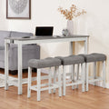 4-Piece Bar Table Set with Stools and Power Outlet, White & Grey