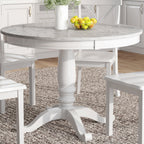 5-Piece White Solid Wood Dining Table Set for 4