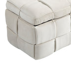Beige Cushioned Storage Ottoman with Safety Hinge
