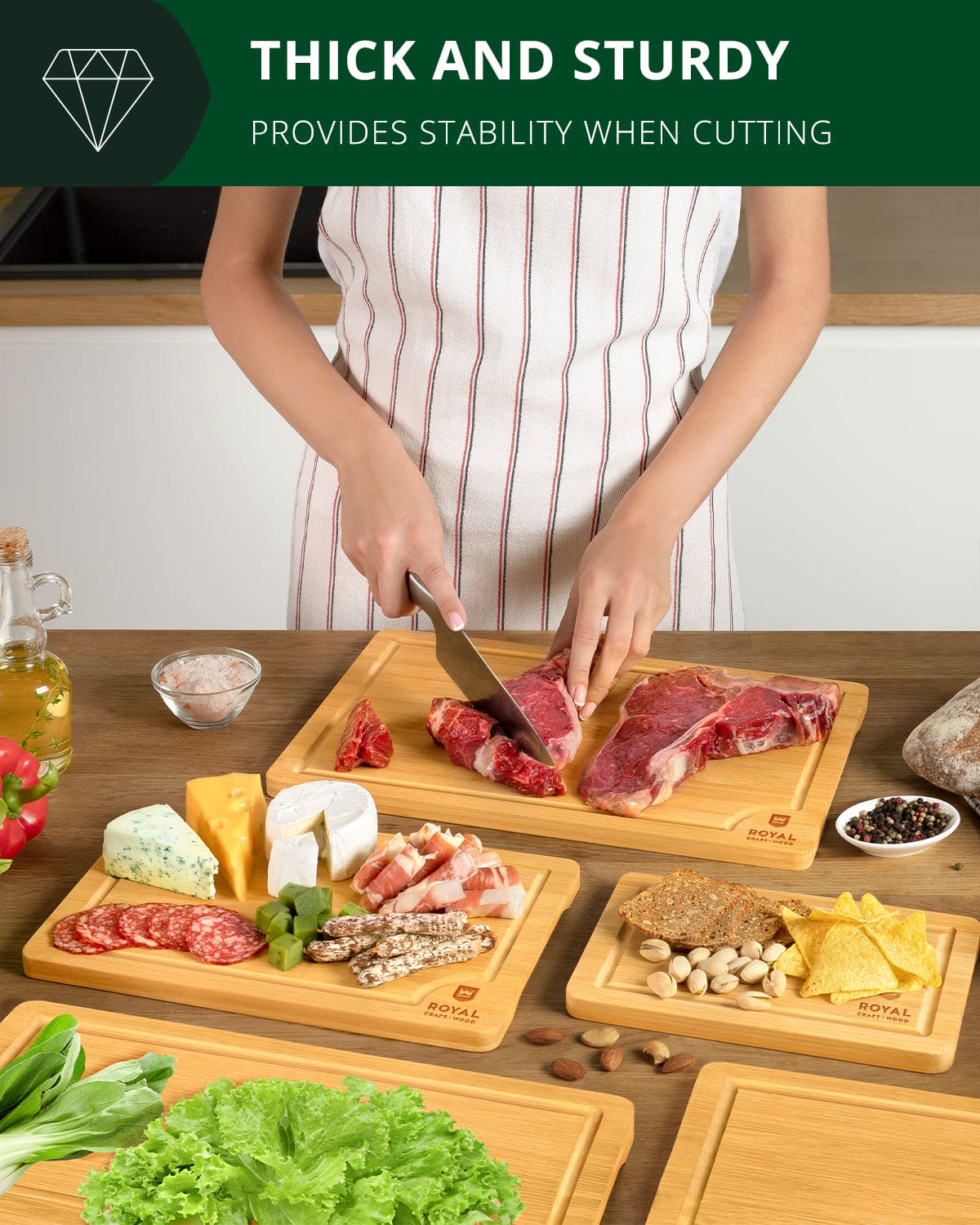 Cutting Board Set of 5, Bamboo