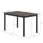 5 Piece Metal Dinette Set with Faux Marble Top - Black