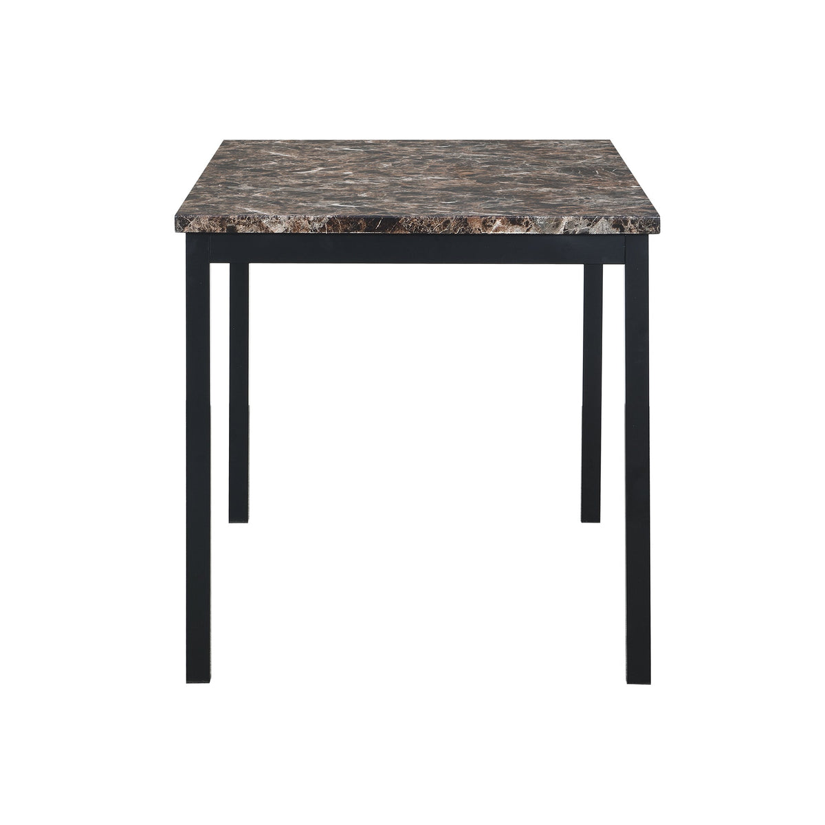 5 Piece Metal Dinette Set with Faux Marble Top - Black