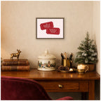 Pink North Pole Sleigh Ticket by Lucky Guava Framed Canvas Wall Art Print