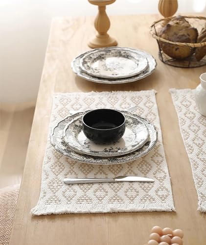 Grey Diamond Woven Placemats 12"x19", Set of 4