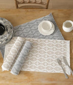 Grey Diamond Woven Placemats 12"x19", Set of 4