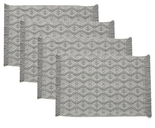 Grey Diamond Woven Placemats 12"x19", Set of 4