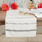 Striped Cotton Table Runner with Fringe 16"x72"