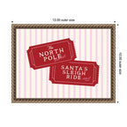 Pink North Pole Sleigh Ticket by Lucky Guava Framed Canvas Wall Art Print
