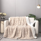 Gold Geometric Faux Fur Throw Blanket with Sherpa Back