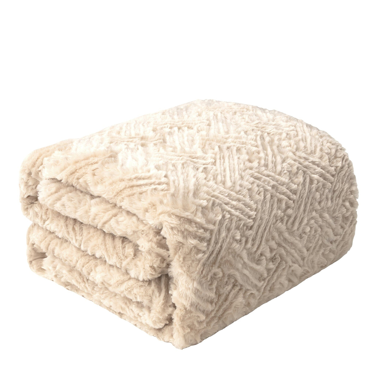Gold Geometric Faux Fur Throw Blanket with Sherpa Back