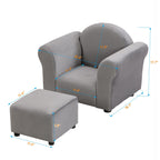 Kids Recliner Chair, Kids Upholstered Couch With Ottoman - Dark Gray