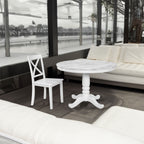 5-Piece White Solid Wood Dining Table Set for 4