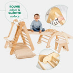 6in1 Montessori Climbing Set: Triangle Ladder + Arch/Rocker + Slide/Ramp + Net + Cushion + Art Addition