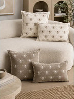 Fennco Styles Ivory Embroidered Bee Decorative Filled Throw Pillow, 18" X 18", 1-Pack
