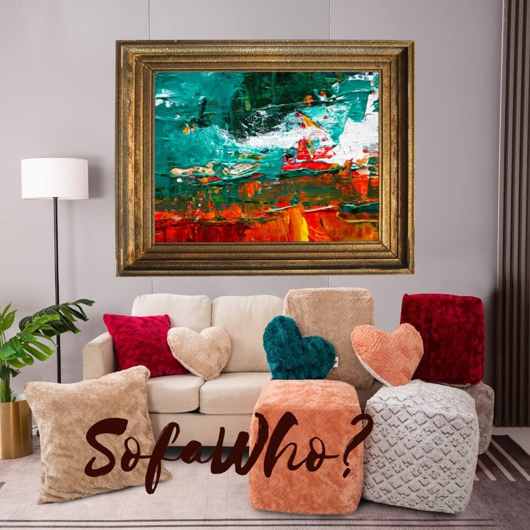 Champagne Heart-Shaped Faux Fur Throw Pillows