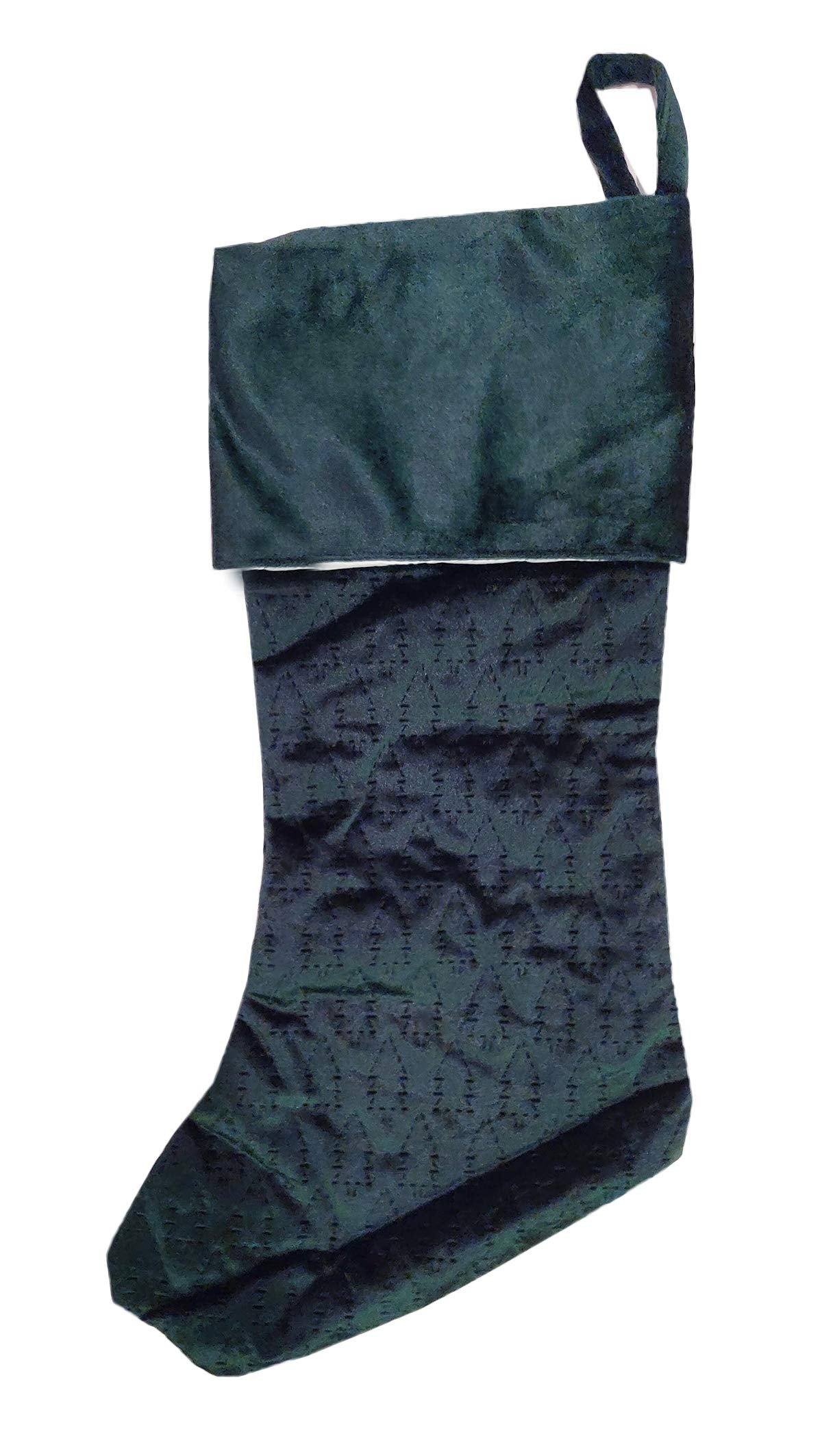 Fennco Styles Vintage Velvet Allover Tree Pattern Stocking 8 x 19 Inch - Red Christmas Stocking for Holiday, Home Decor, Family Gathering and Special Occasion