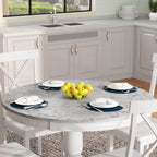 5-Piece White Solid Wood Dining Table Set for 4