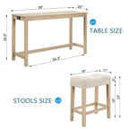 4-Piece Bar Table Set with Stools and Power Outlet, Light Oak